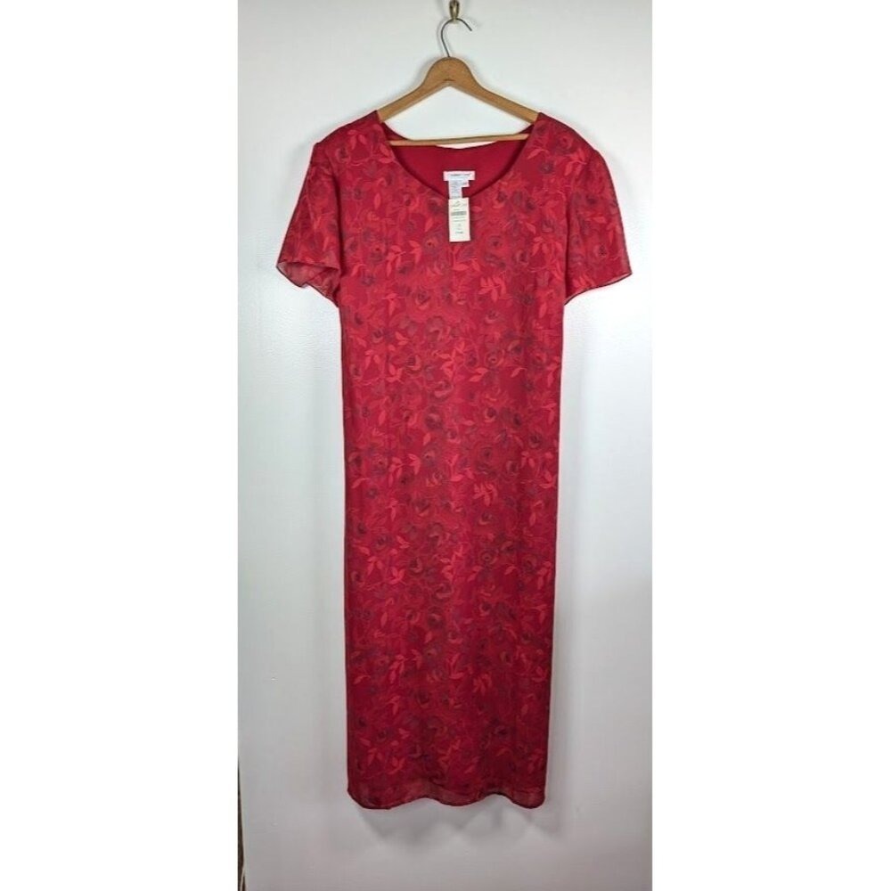 Coldwater Creek Maxi Dress Plus Size 24 Sweetheart Floral Rose Flowy Church NEW